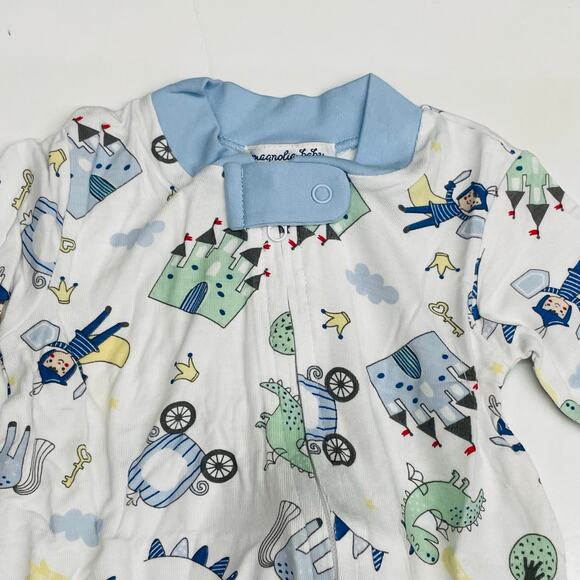 NWT Magnolia Baby 6M Little Prince Blue Printed Zipper Footie - Picture 4 of 5
